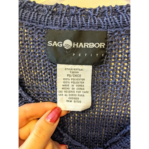 Vintage NWOT Sag Harbor Knit Cardigan Purple Single Button Classic Layering Sz S - Picture 8 of 8